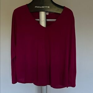 Oscar de la Renta Fuchsia long sleeve v neck shirt 2X